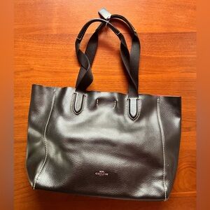 Coach Derby Black Leather Handbag with Silver Tag